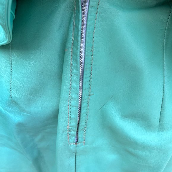 80's Mint Green Leather Jacket & Skirt - Size 10 & 4- Wilsons Suede & Leather - Picture 8 of 14